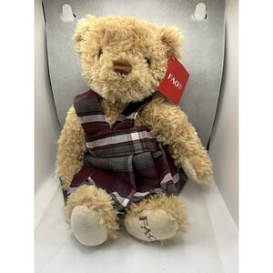 NEW FAO Schwarz Teddy Bear Plush Stuffed Animal W/ Plaid Dress Geoffry Toys R US